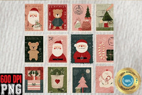Download Christmas Postage Stamps PNG, Cute Retro - Christmas Collection