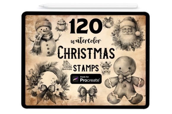 Download 120 Christmas Procreate Stamp Brushes - Christmas Collection