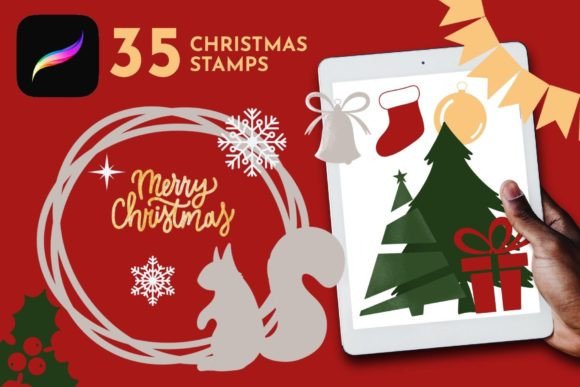 Download Christmas Procreate Brush, Xmas Stamps - Christmas Collection
