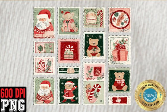 Download Christmas Postage Stamps PNG, Cute Retro - Christmas Collection