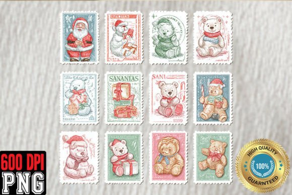 Download Christmas Postage Stamps PNG, Cute Retro - Christmas Collection