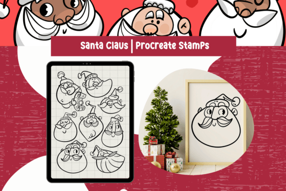 Download Santa Claus Christmas Procreate Stamps - Christmas Collection