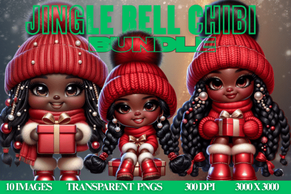 Download Black Girl Christmas Gift Chibi Bundle - Christmas Collection
