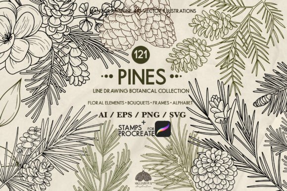 Download Pine Forest Line Drawing Collection - Premium Resources
