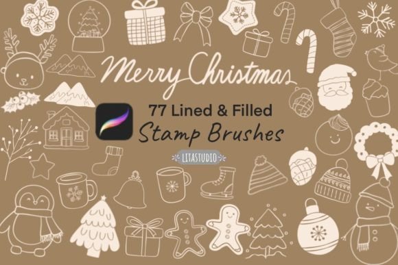 Download 77Cute Christmas Procreate Stamp Brushes - Christmas Collection