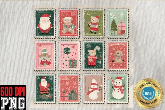 Download Christmas Postage Stamps PNG, Cute Retro - Christmas Collection