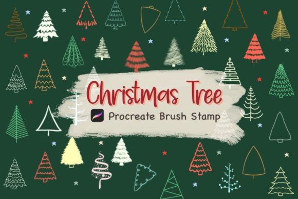 Download Procreate Brush Stamp, 55 Christmas Tree - Christmas Collection