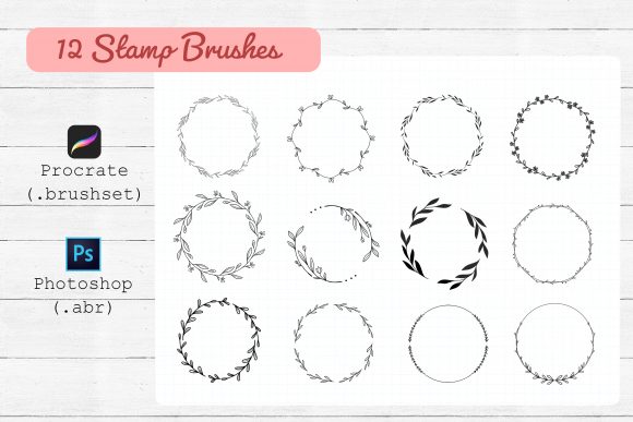 Download 12 Wreath Brushes Procreate ,Photoshop - Wreath brushes procreate Collection