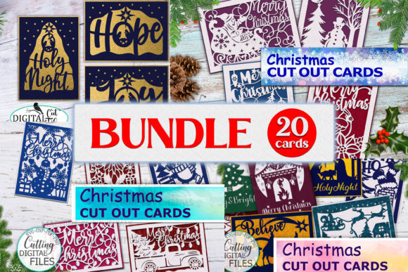 Download Christmas Cut out Card Bundle Svg Cut - Christmas Collection