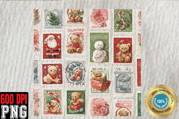 Download Christmas Postage Stamps PNG, Cute Retro - Christmas Collection