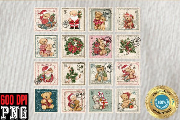 Download Christmas Postage Stamps PNG, Cute Retro - Christmas Collection