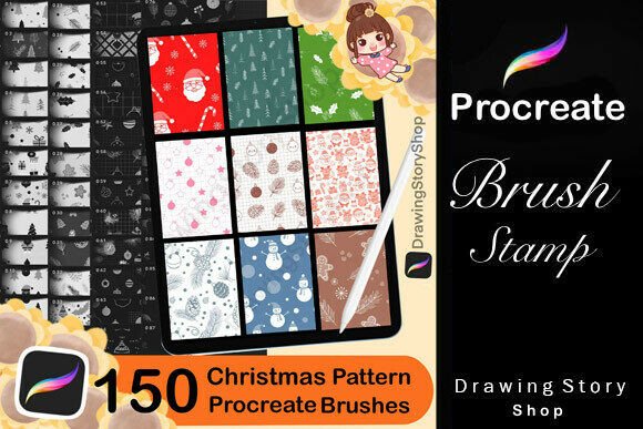 Download 150 Procreate Christmas Pattern Brushes - Christmas Collection