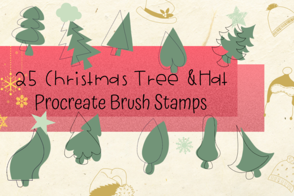 Download Procreate Brush Stamp Christmas Tree&amp;Hat - Christmas Collection