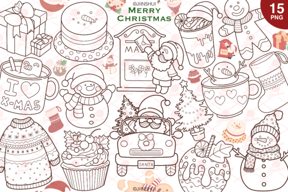 Download Christmas Digital Stamp Xmas Png Outline - Christmas Collection
