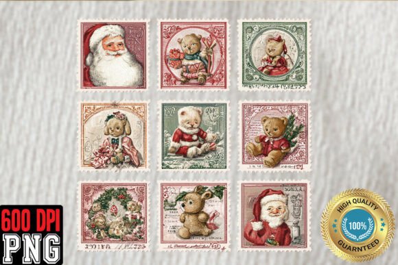 Download Christmas Postage Stamps PNG, Cute Retro - Christmas Collection
