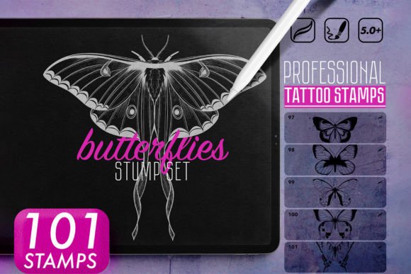 Download Butterflies Procreate Tattoo Stamps - Procreate tattoo Collection